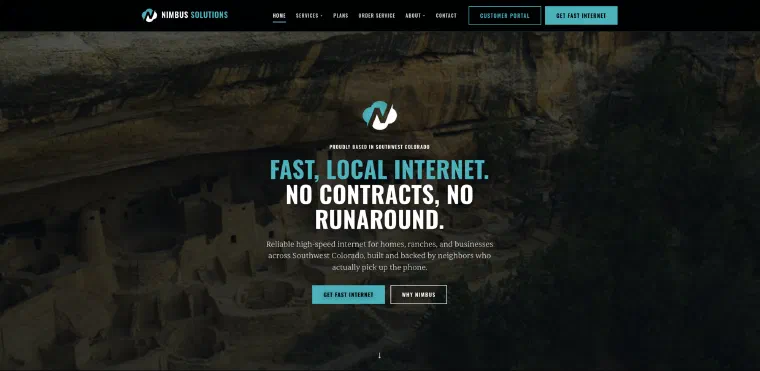 Nimbus Solutions website, built by ISP Hyperdrive